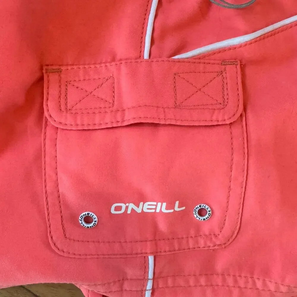 O'Neill Girls Cowell Boardshorts SZ 12 Coral Pink Swim Beach Shorts Side Pocket
